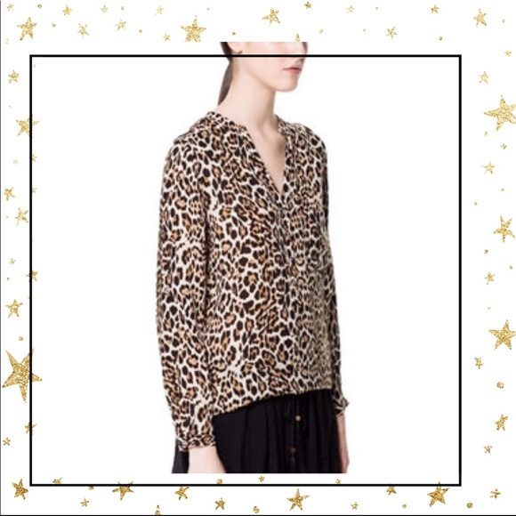 Zara Tops - 🚨Zara Basic Small Animal Print Long sleeve Blouse